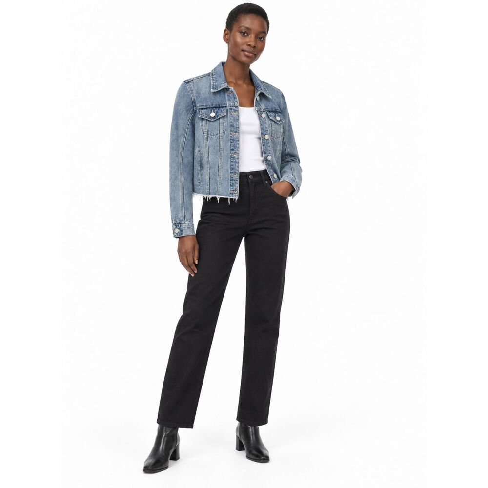 BLANKNYC Cropped Distressed Denim Jacket Raw Hem Women’s Medium